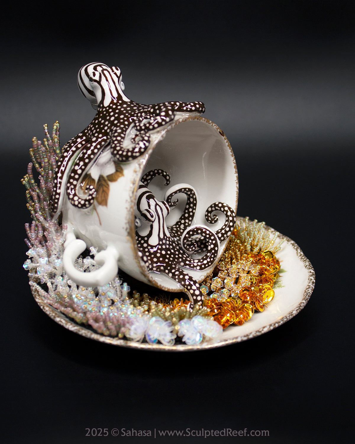 No.14 "Coral Garden III" Sculpted Reef Series - Larger Pacific Striped Octopus Sculpture