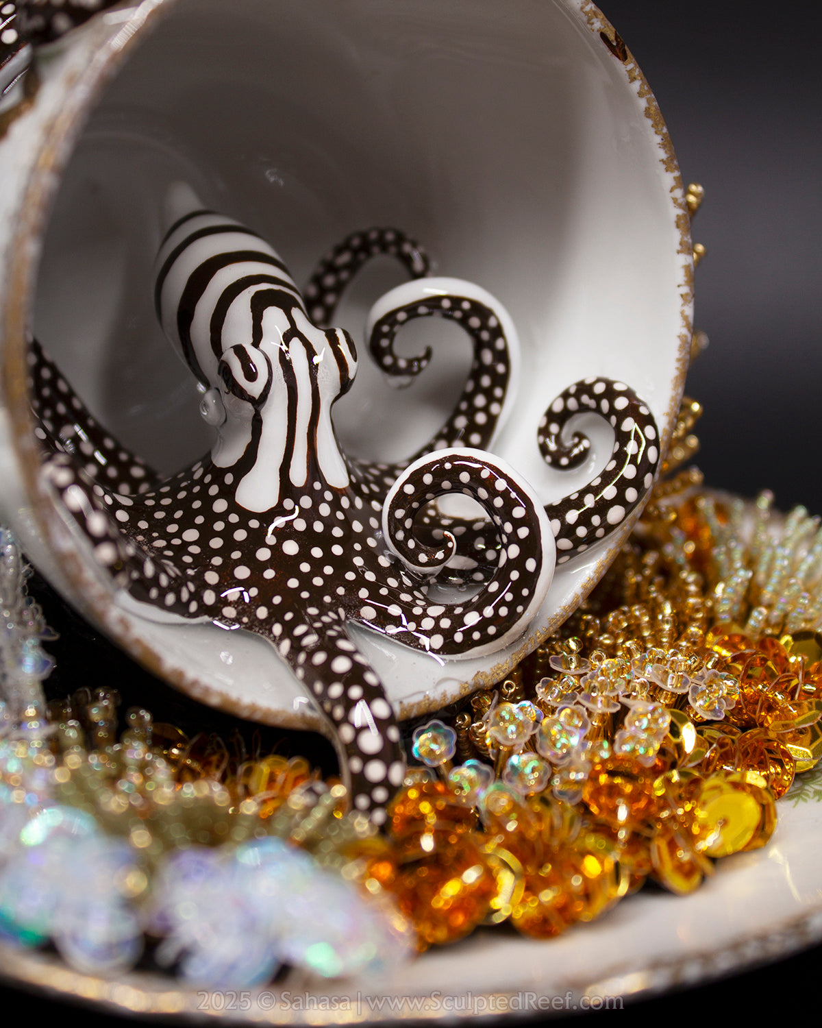No.14 "Coral Garden III" Sculpted Reef Series - Larger Pacific Striped Octopus Sculpture