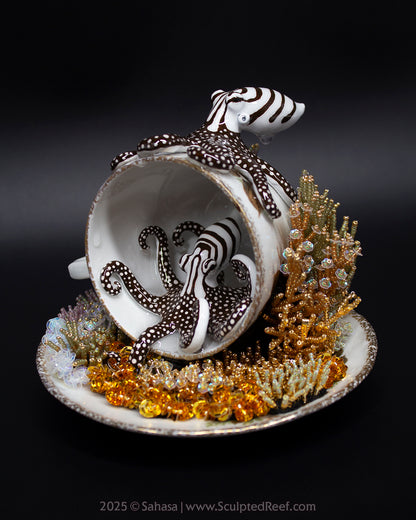 No.14 "Coral Garden III" Sculpted Reef Series - Larger Pacific Striped Octopus Sculpture
