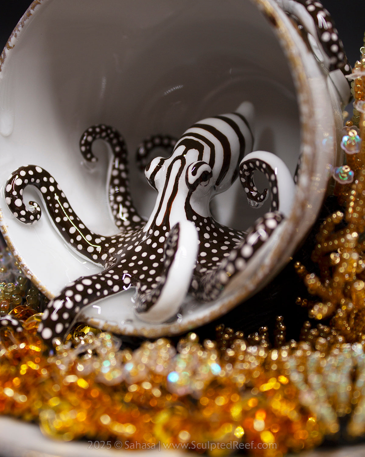 No.14 "Coral Garden III" Sculpted Reef Series - Larger Pacific Striped Octopus Sculpture