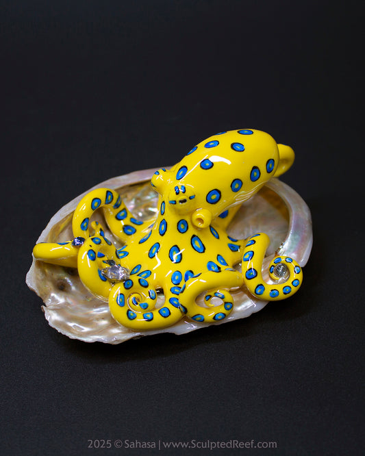 ORIANA - Shelltopus - OOAK Blue Ringed Octopus Sculpture