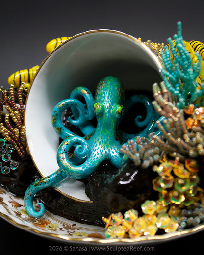 No.18 "A Reef Symphony" Sculpted Reef Series - Golden Trevally and Caribbean Reef Octopus Sculpture