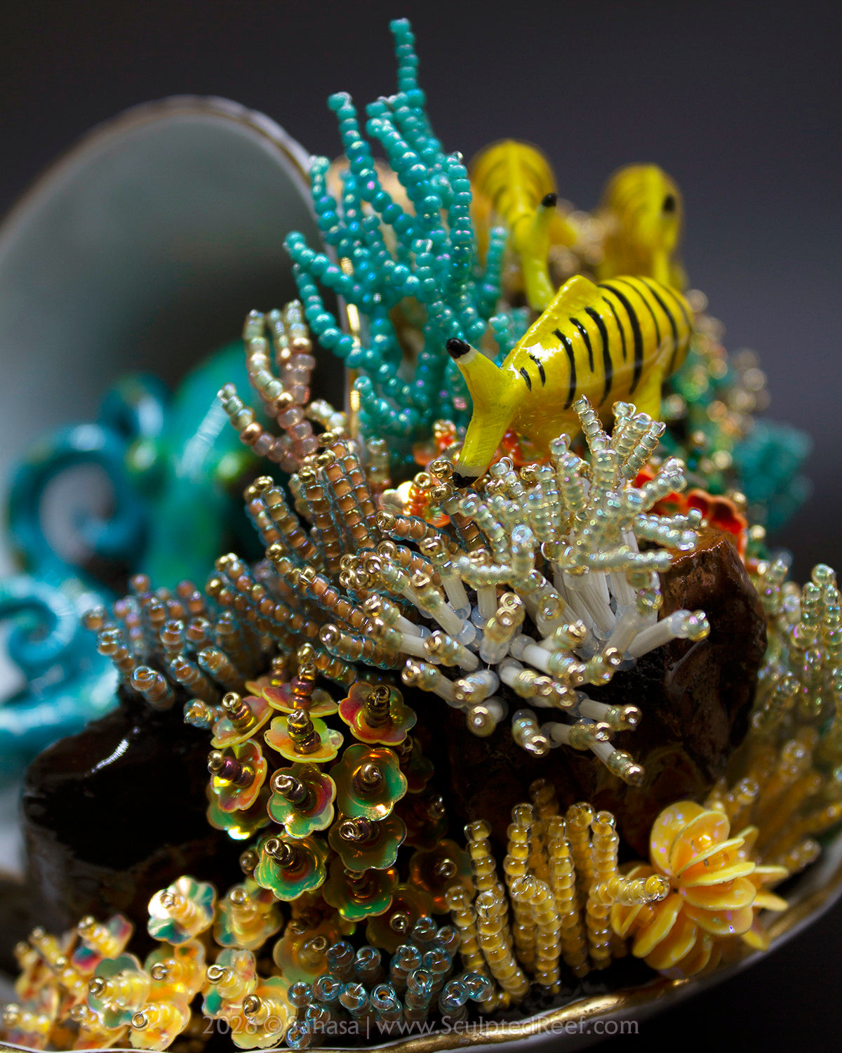 No.18 "A Reef Symphony" Sculpted Reef Series - Golden Trevally and Caribbean Reef Octopus Sculpture