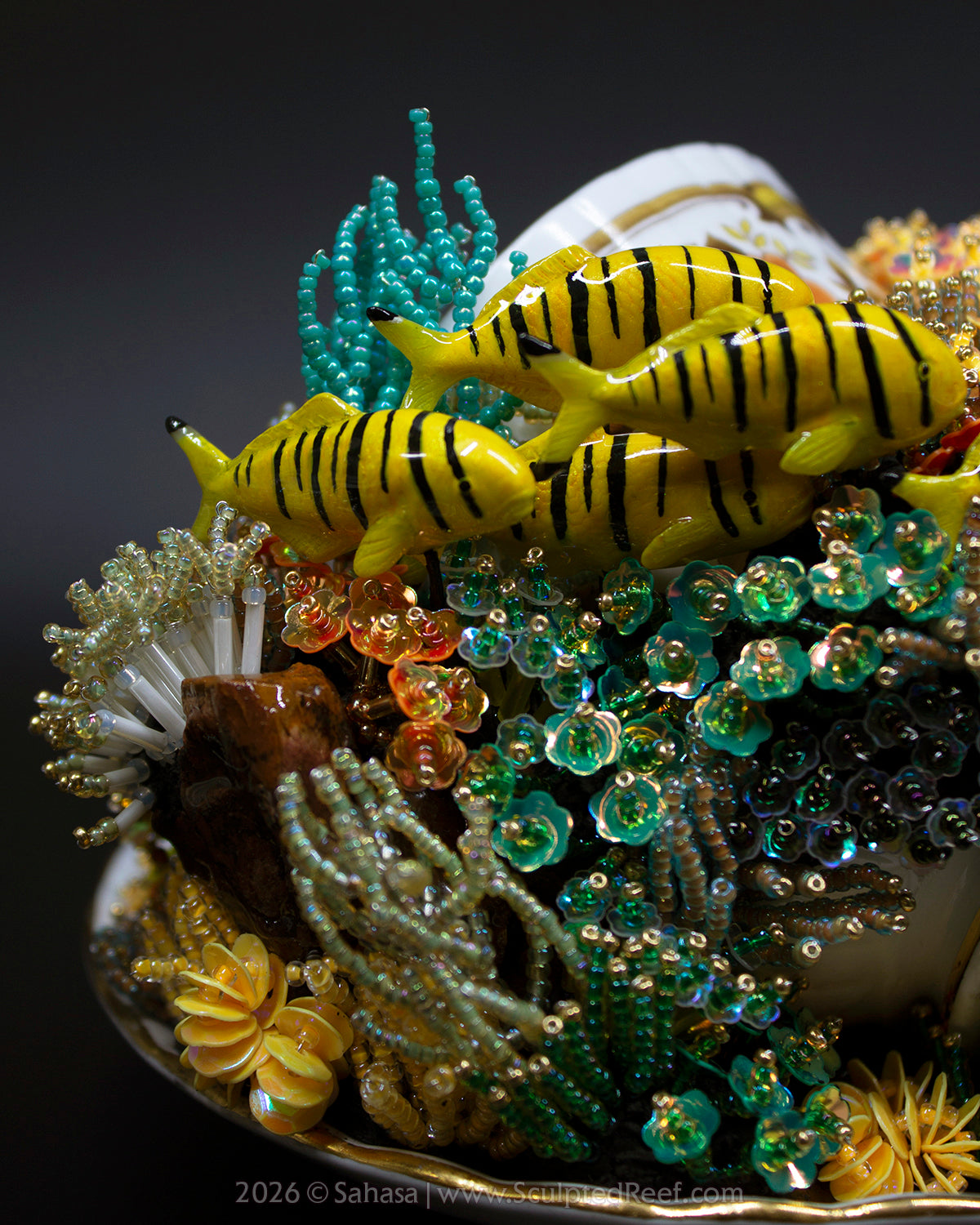 No.18 "A Reef Symphony" Sculpted Reef Series - Golden Trevally and Caribbean Reef Octopus Sculpture