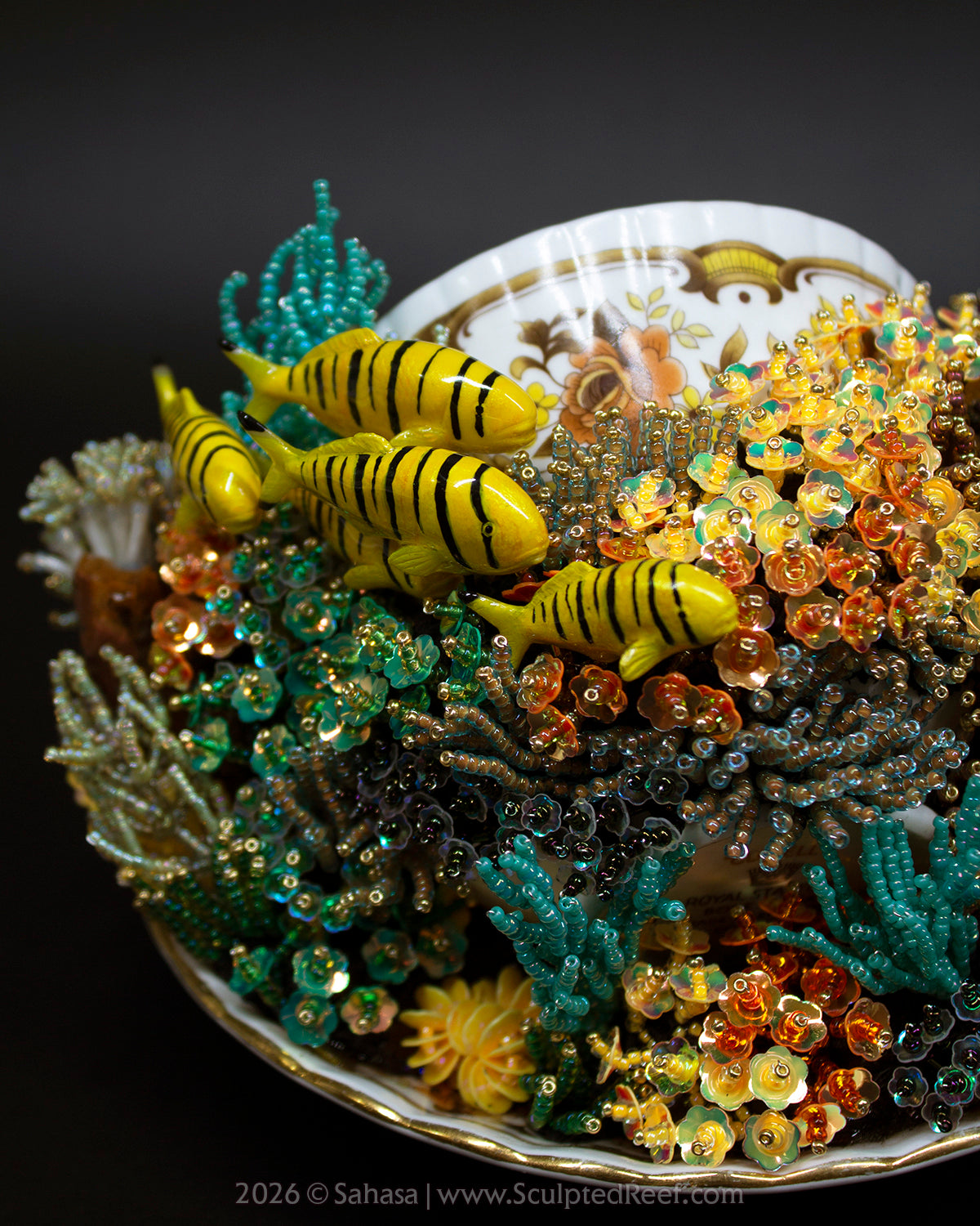 No.18 "A Reef Symphony" Sculpted Reef Series - Golden Trevally and Caribbean Reef Octopus Sculpture