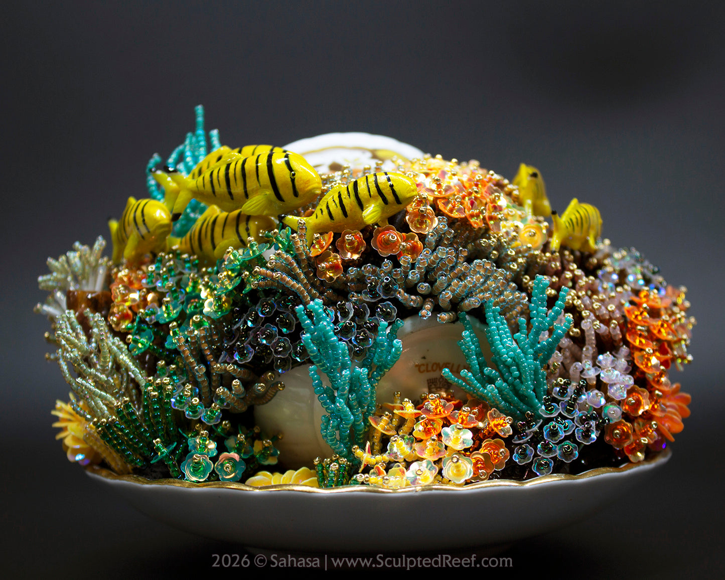 No.18 "A Reef Symphony" Sculpted Reef Series - Golden Trevally and Caribbean Reef Octopus Sculpture