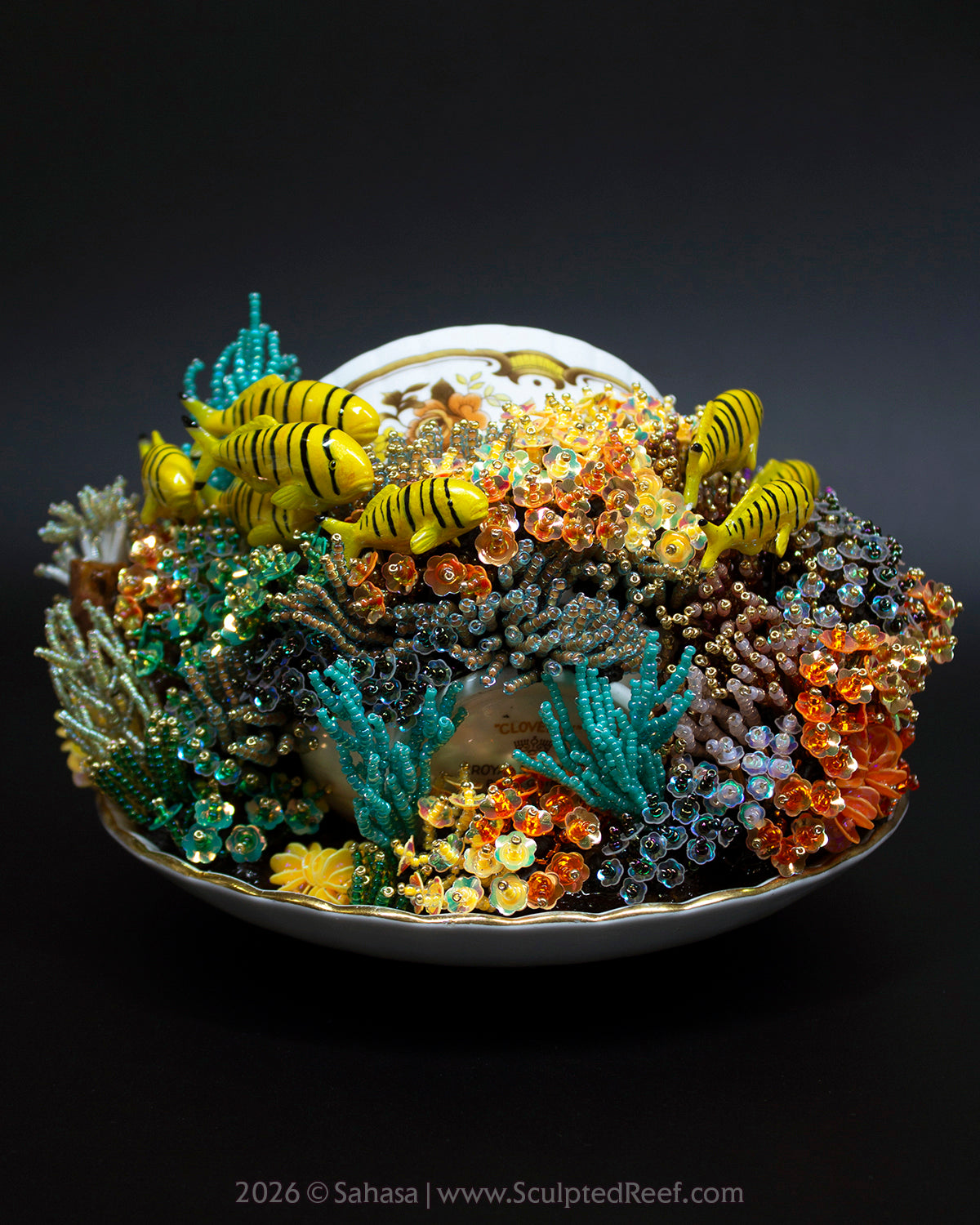 No.18 "A Reef Symphony" Sculpted Reef Series - Golden Trevally and Caribbean Reef Octopus Sculpture