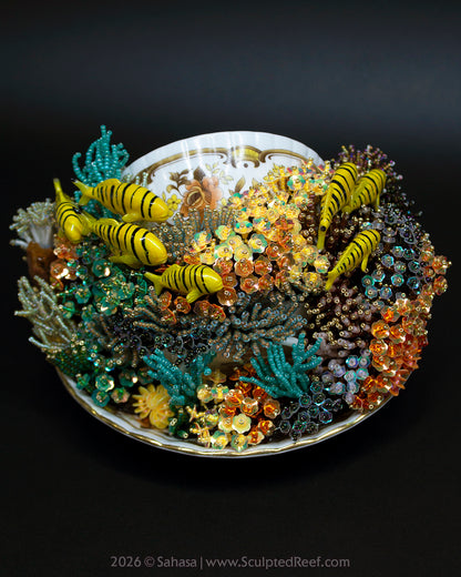 No.18 "A Reef Symphony" Sculpted Reef Series - Golden Trevally and Caribbean Reef Octopus Sculpture