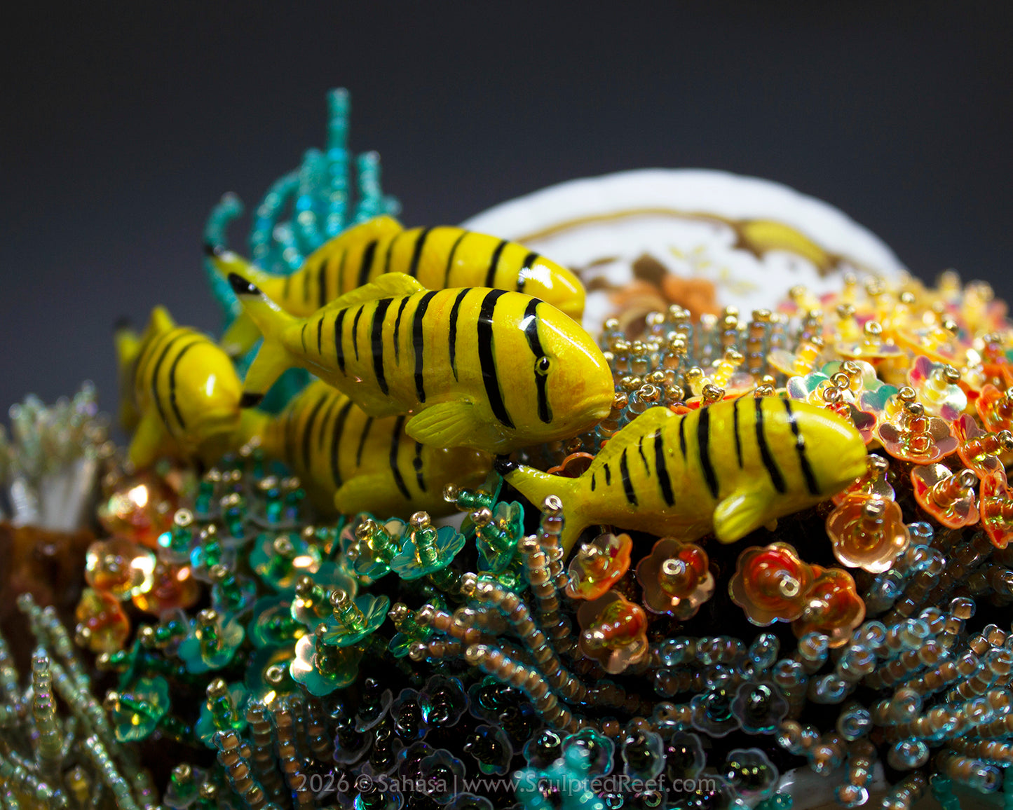 No.18 "A Reef Symphony" Sculpted Reef Series - Golden Trevally and Caribbean Reef Octopus Sculpture