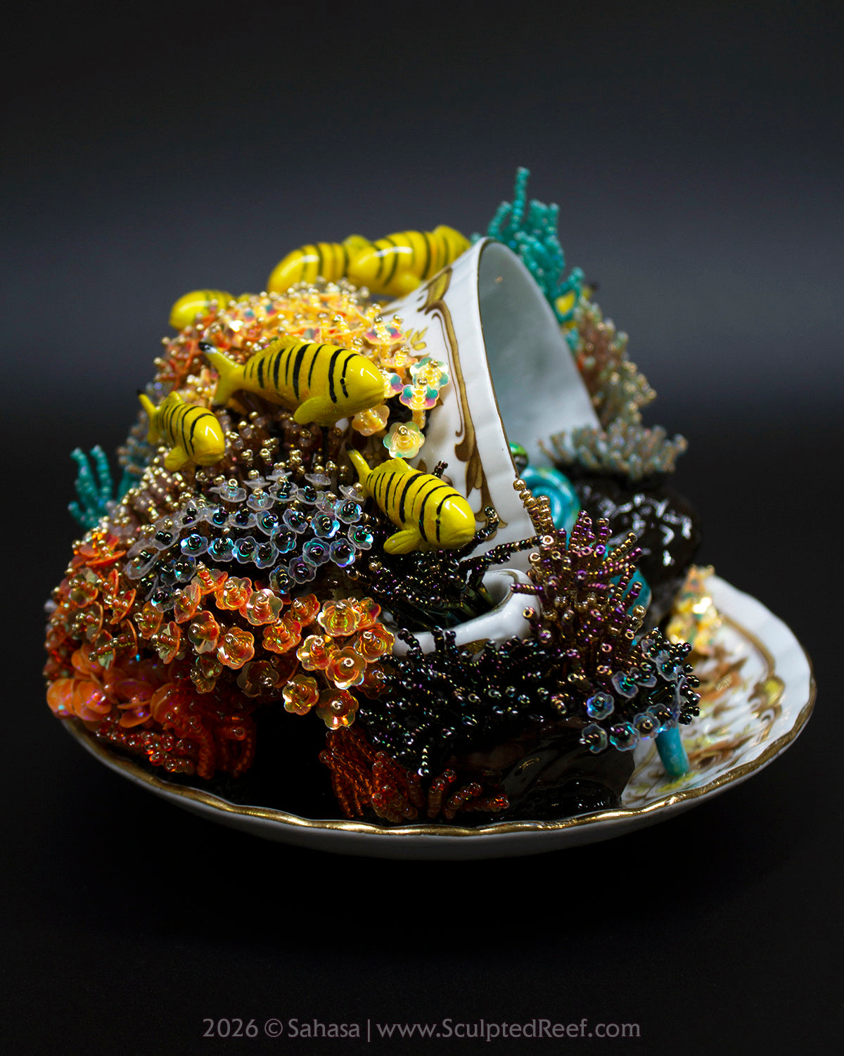 No.18 "A Reef Symphony" Sculpted Reef Series - Golden Trevally and Caribbean Reef Octopus Sculpture