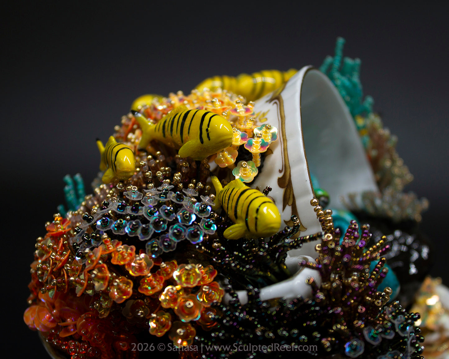 No.18 "A Reef Symphony" Sculpted Reef Series - Golden Trevally and Caribbean Reef Octopus Sculpture