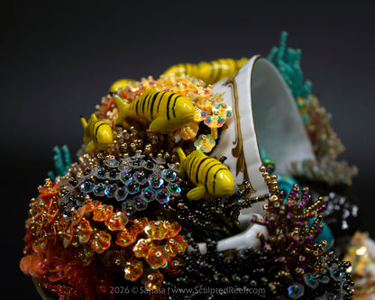 No.18 "A Reef Symphony" Sculpted Reef Series - Golden Trevally and Caribbean Reef Octopus Sculpture