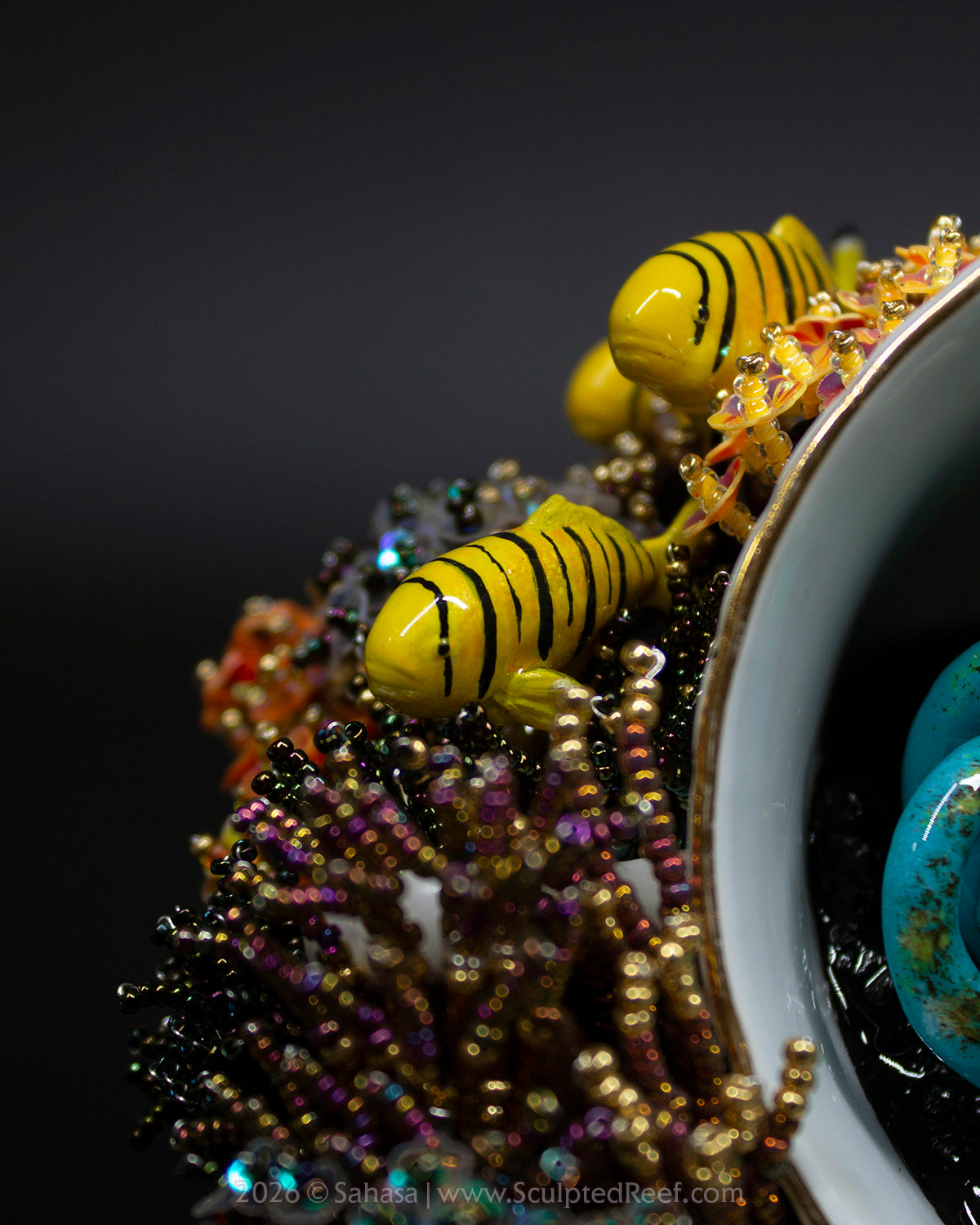 No.18 "A Reef Symphony" Sculpted Reef Series - Golden Trevally and Caribbean Reef Octopus Sculpture