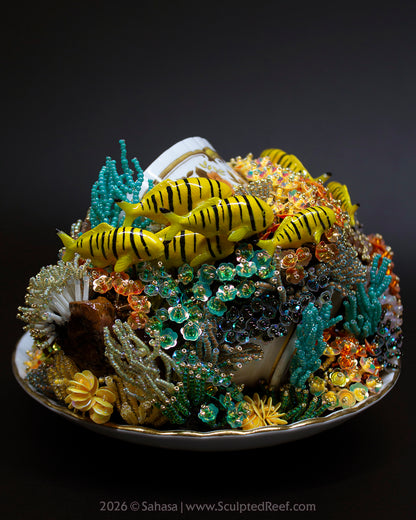 No.18 "A Reef Symphony" Sculpted Reef Series - Golden Trevally and Caribbean Reef Octopus Sculpture