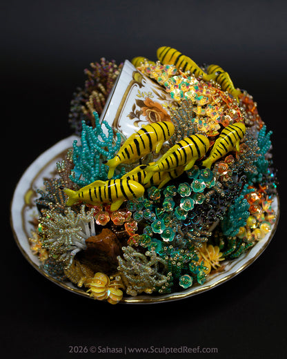 No.18 "A Reef Symphony" Sculpted Reef Series - Golden Trevally and Caribbean Reef Octopus Sculpture