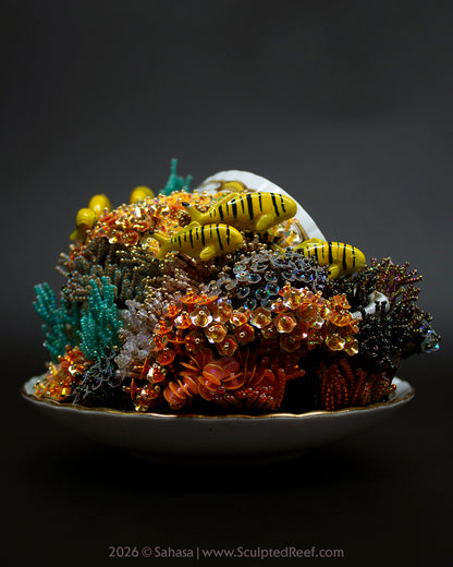 No.18 "A Reef Symphony" Sculpted Reef Series - Golden Trevally and Caribbean Reef Octopus Sculpture