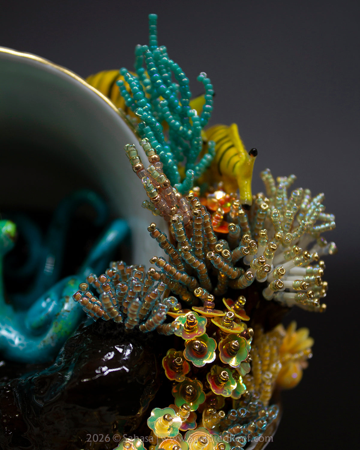No.18 "A Reef Symphony" Sculpted Reef Series - Golden Trevally and Caribbean Reef Octopus Sculpture