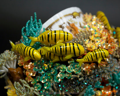 No.18 "A Reef Symphony" Sculpted Reef Series - Golden Trevally and Caribbean Reef Octopus Sculpture