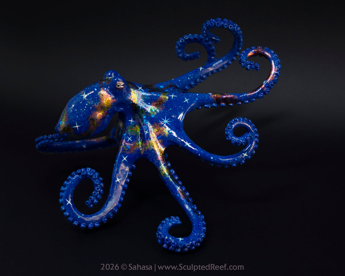 ANDROMEDA - 120 x 125 x 80mm - OOAK Nebula Octopus Sculpture